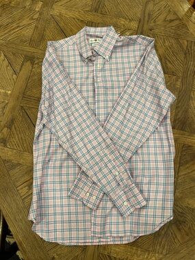 Pink and Blue Plaid Button-Down Shirt